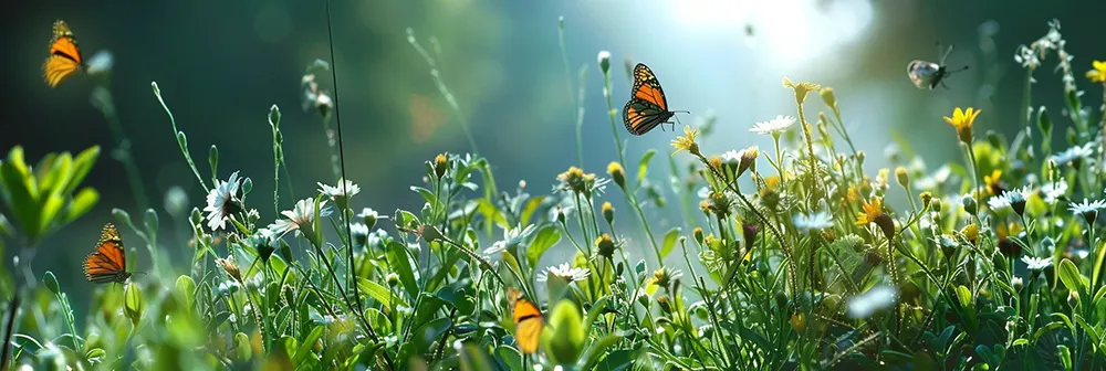 Biodiversité: Papillons au milieu de fleurs sauvages