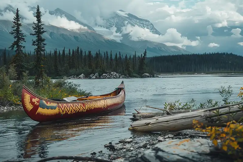 canoe sur lac canadien