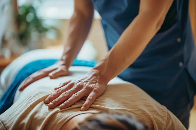 massage donné lors d'un soin d'ostéopathie