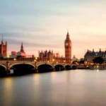 Londres vue du pont au coucher du soleil