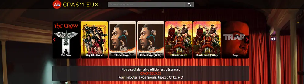 cpasmieux, page accueil du site de streaming