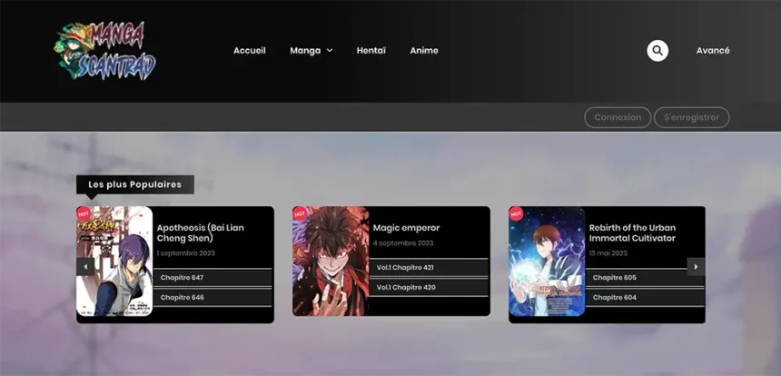 capture d'écran du site Manga Scantrad
