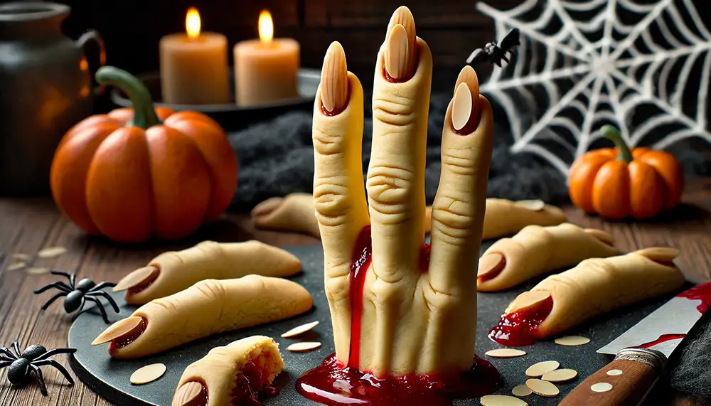 recette halloween : doigts de sorcière sanglants