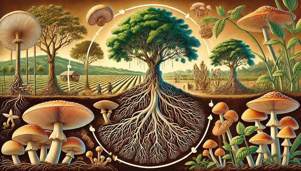 Champignons symbiotiques et agroforesterie - illustration