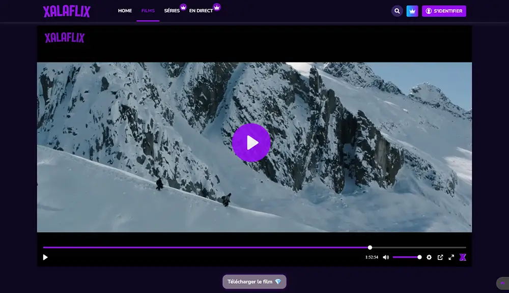 Lecteur vidéo en pause lors du visionnage d'un film en streaming sur Xalaflix