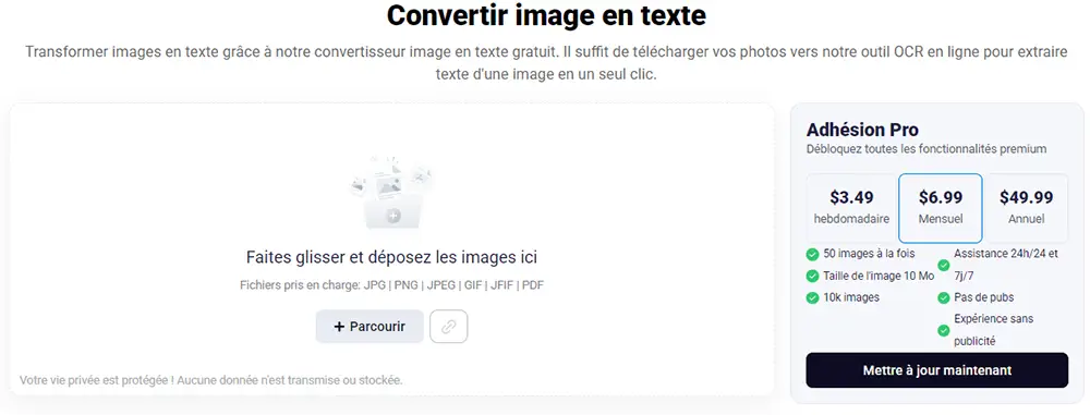 Convertir une image en texte - capture d'écran