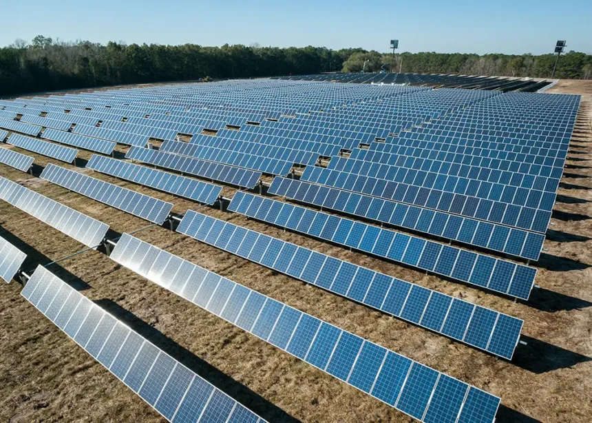 ferme solaire installée sur un terrain inoccupé pour rentabiliser l'espace