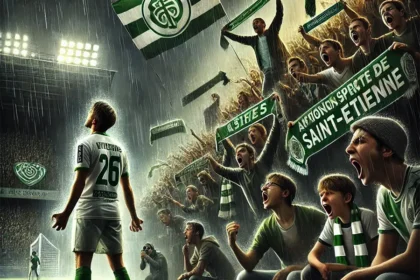 ASSE supporters de l'AS Saint-Etienne sous la pluie