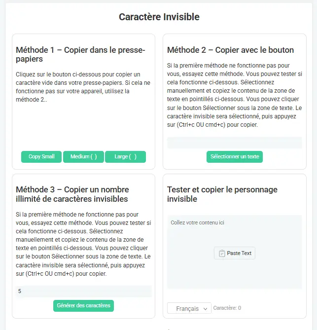 caractère invisible