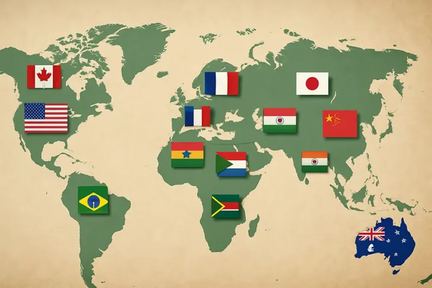 carte du monde avec drapeaux
