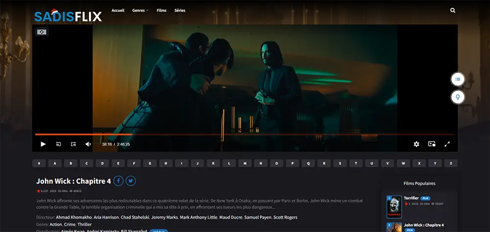 John Wick 4 en lecture sur le site de Sadisflix