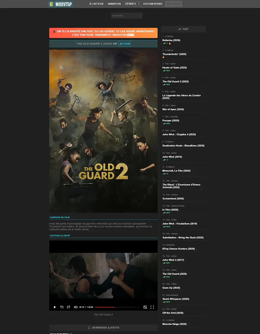 film the Old Guard 2 sur la plateforme Moovtop