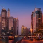 immobilier à Dubaï, vue au crépuscule