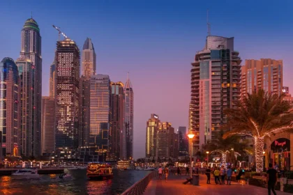 immobilier à Dubaï, vue au crépuscule