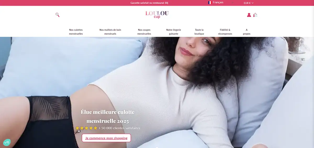 Louloucup : page d'accueil de la boutique