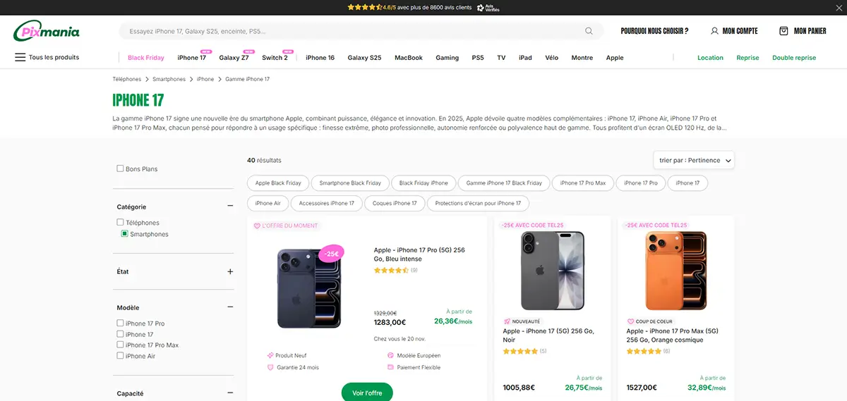 Pixmania capture d'écran