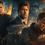 Montage avec Reacher, Jack Ryan et 24h Chrono, illustrant les meilleures séries d'action