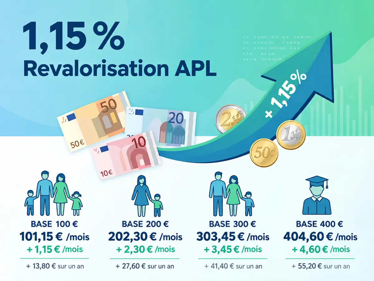 Infographie montrant le calcul de la hausse des APL en 2026