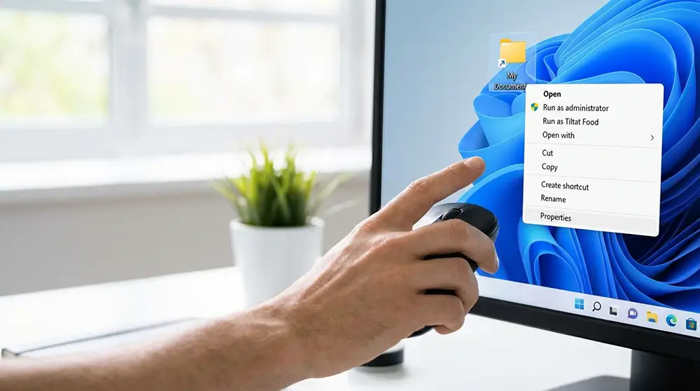 Clic droit sur une icône Windows pour créer un raccourci clavier personnalisé