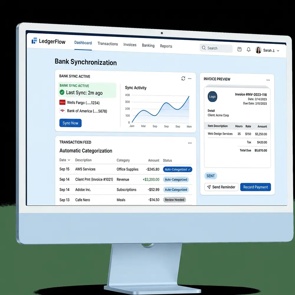 Interface du logiciel Indy avec tableau de bord comptable pour auto-entrepreneur