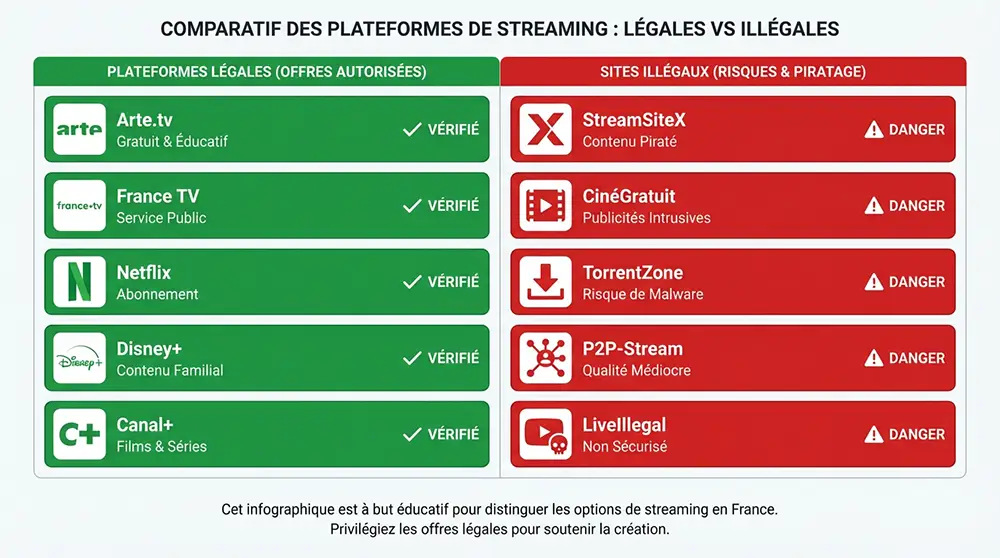 Comparatif des meilleures alternatives à Moiflix : sites illégaux et plateformes légales comme Arte, France TV et Pluto TV