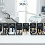 Une vue d'ensemble professionnelle présentant les 10 différents types de matériaux dentaires dans un environnement clinique moderne