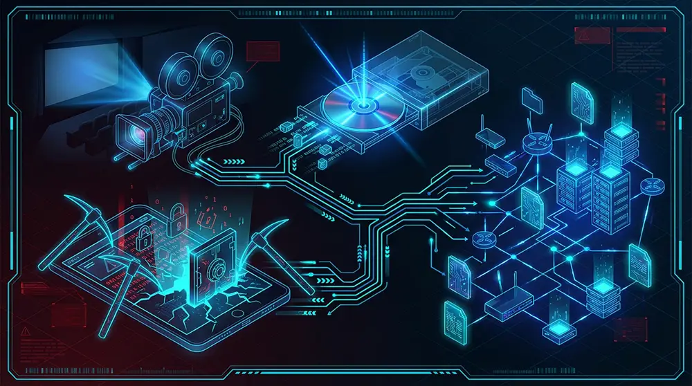 Schéma illustrant les différentes sources de copies pirates utilisées par des sites comme Diparaz