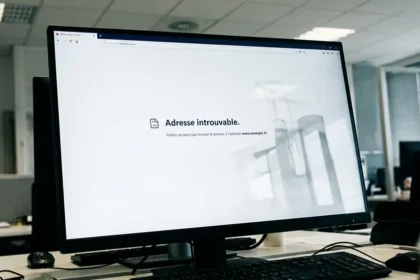 Écran d'ordinateur affichant un message d'erreur DNS suite au blocage de Purstream par les FAI français