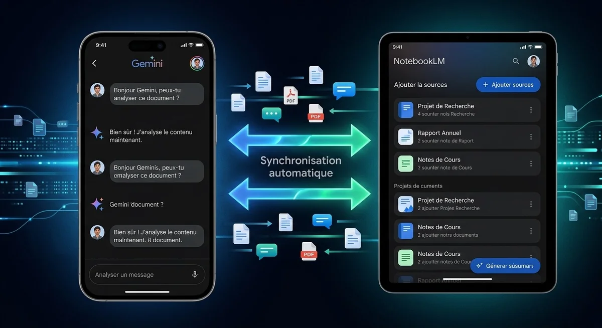 Intégration NotebookLM et Gemini – Notebooks synchronisés en 2026 Synchronisation Notebooks entre Gemini et NotebookLM Google avril 2026