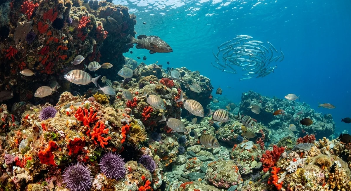 Plongée dans la réserve naturelle marine de Cerbère-Banyuls Fonds marins de la réserve naturelle marine de Cerbère-Banyuls avec corail rouge