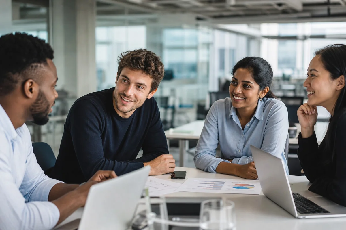 Alternatives au PVT Canada 2026 – Jeunes Professionnels et Stage Coop Jeune professionnel français en réunion dans un bureau canadien, permis Jeunes Professionnels EIC