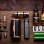 Ensemble de matériel cigarette électronique : mod, pod, clearomiseur, résistances et e-liquides