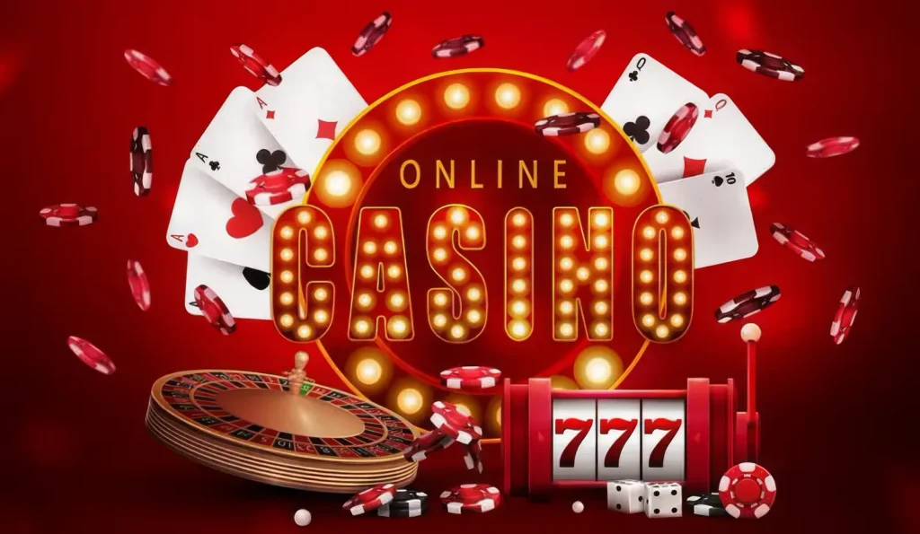 Casinos en ligne - Logo Online casino fond rouge