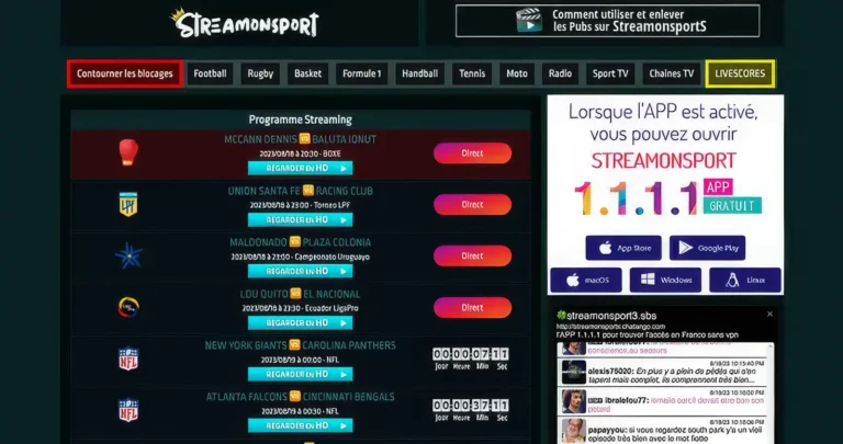 streamonsport capture d'écran