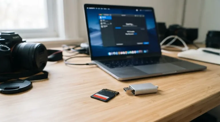 Carte SD et lecteur USB devant un ordinateur exécutant un logiciel gratuit de récupération de carte SD