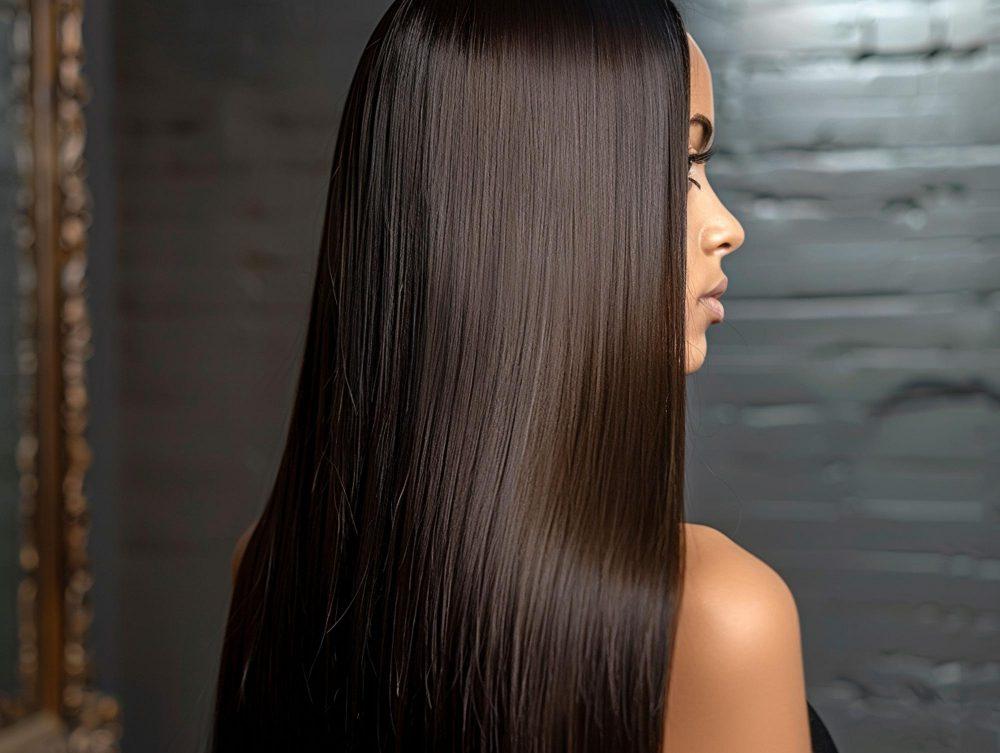 Femme aux cheveux longs et lissés